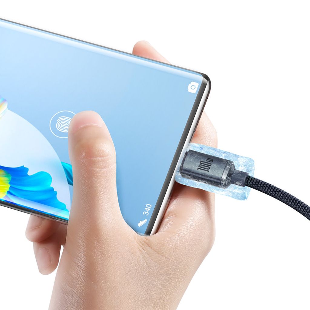 Baseus Crystal Shine USB til USB-C kabel 100W 2m – sort