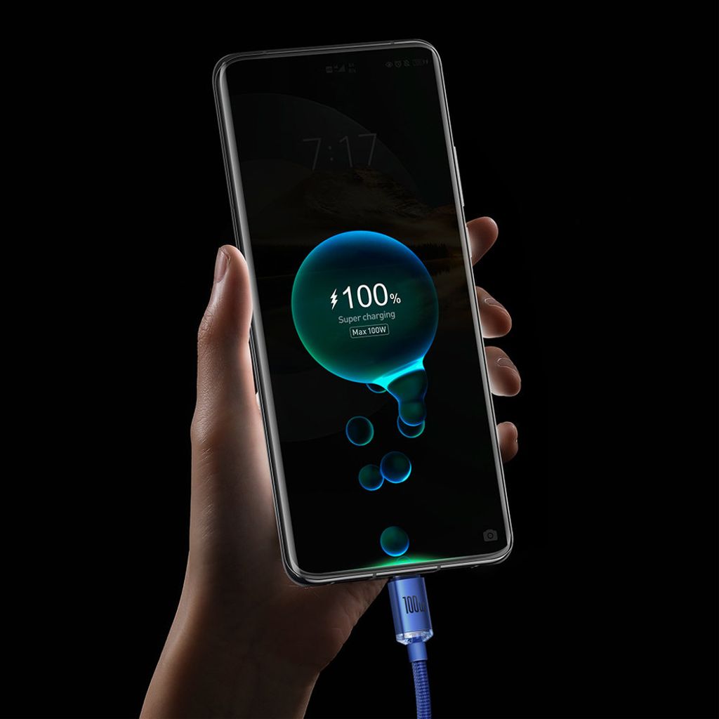 Baseus Crystal Shine USB til USB-C kabel 100W 2m – sort