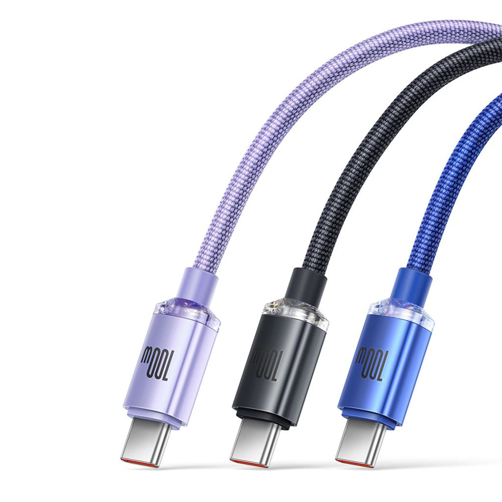 Baseus Crystal Shine Series USB-A til USB-C hurtigladekabel 100W – 2m – blå