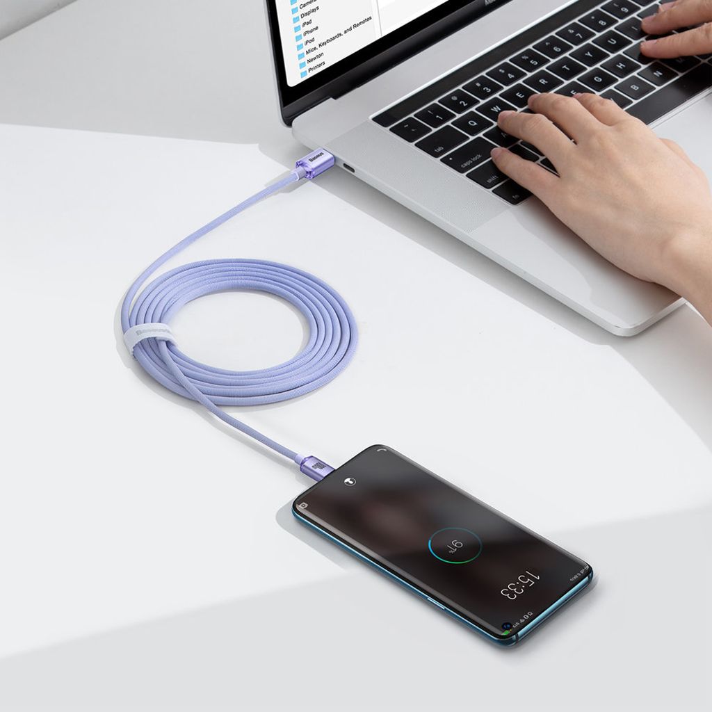 Baseus CAJY000705 USB-C til USB-C kabel 2m 100W PD QC 5A - lilla