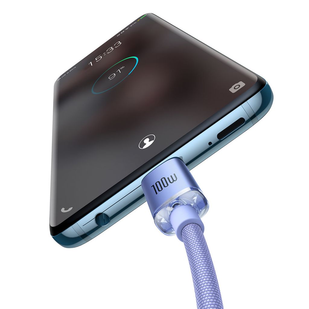 Baseus CAJY000705 USB-C til USB-C kabel 2m 100W PD QC 5A - lilla