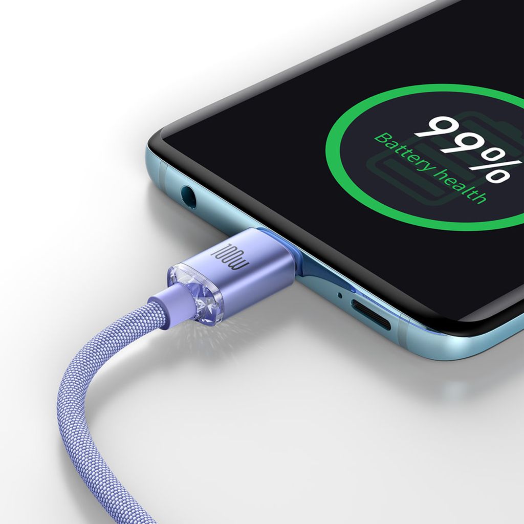 Baseus CAJY000705 USB-C til USB-C kabel 2m 100W PD QC 5A - lilla
