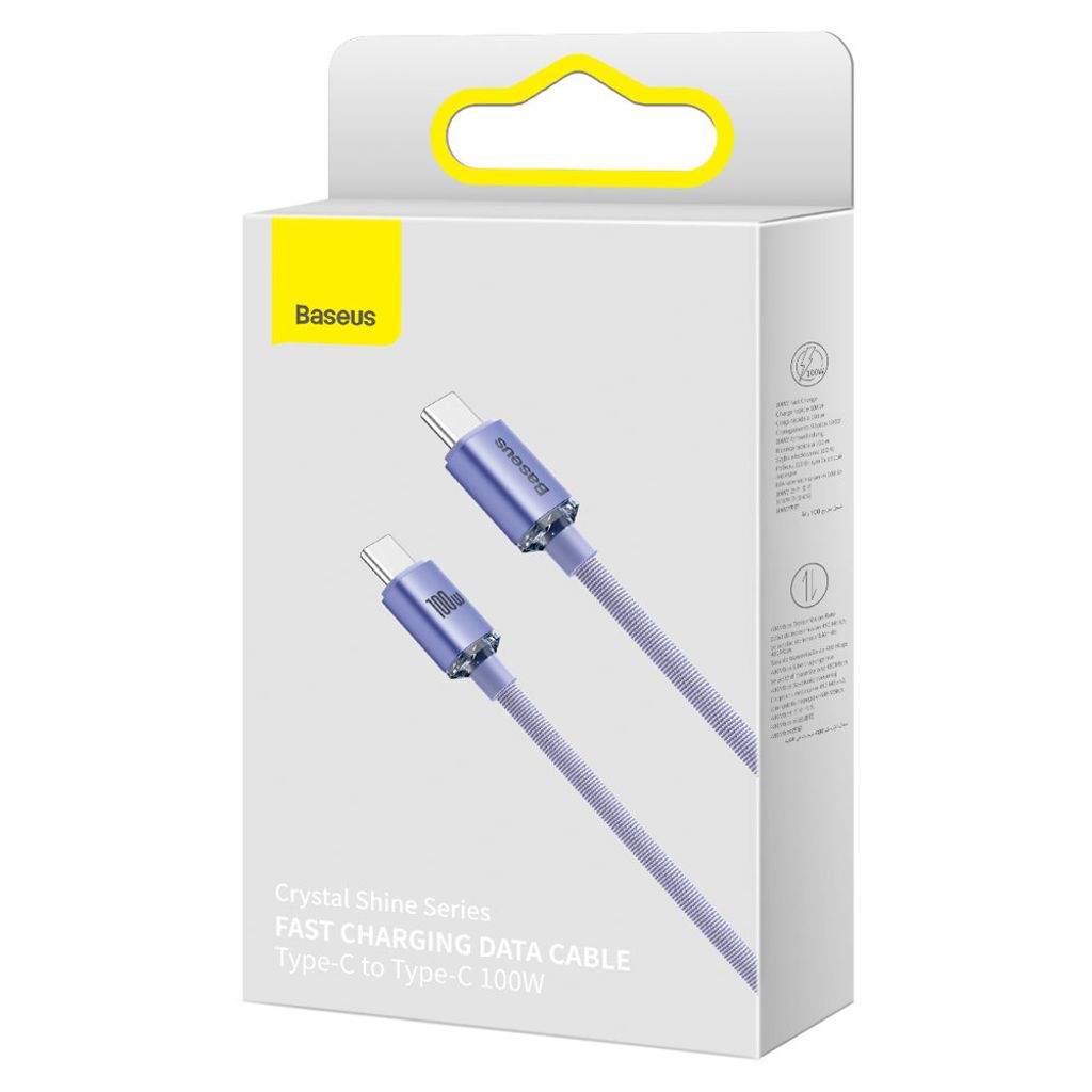 Baseus CAJY000705 USB-C til USB-C kabel 2m 100W PD QC 5A - lilla