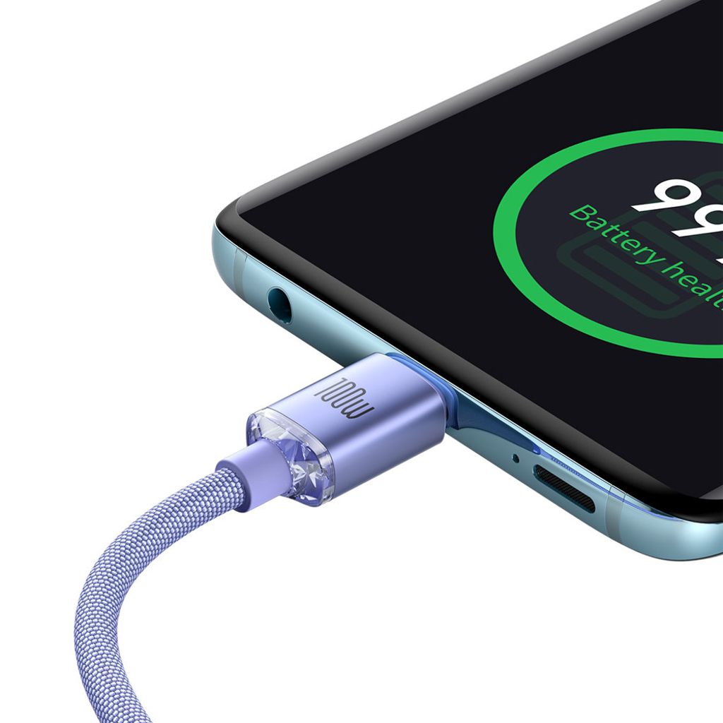 Baseus CAJY000705 USB-C til USB-C kabel 2m 100W PD QC 5A - lilla