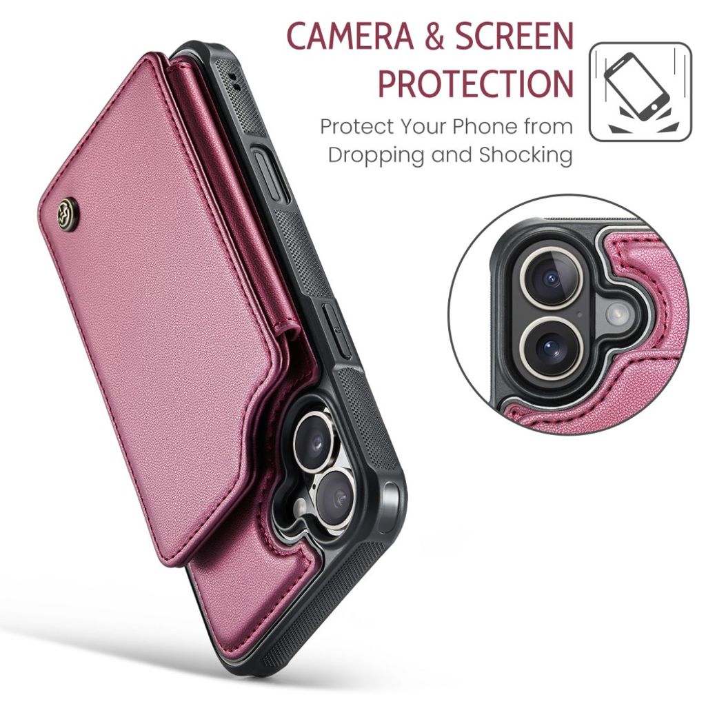 CASEME iPhone 16 Plus Case with 5 Card slots - Red