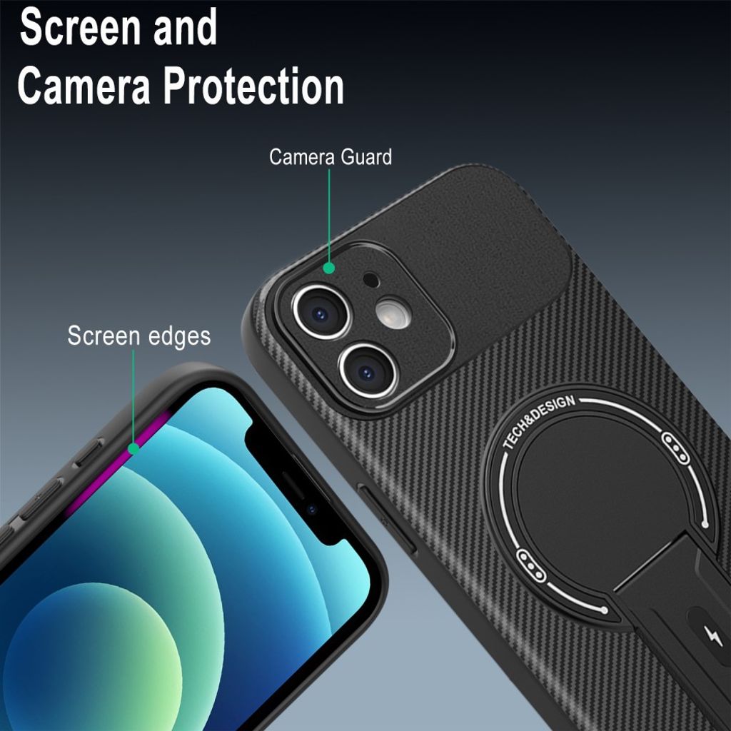 iPhone 12 Skal med Stativ - Svart