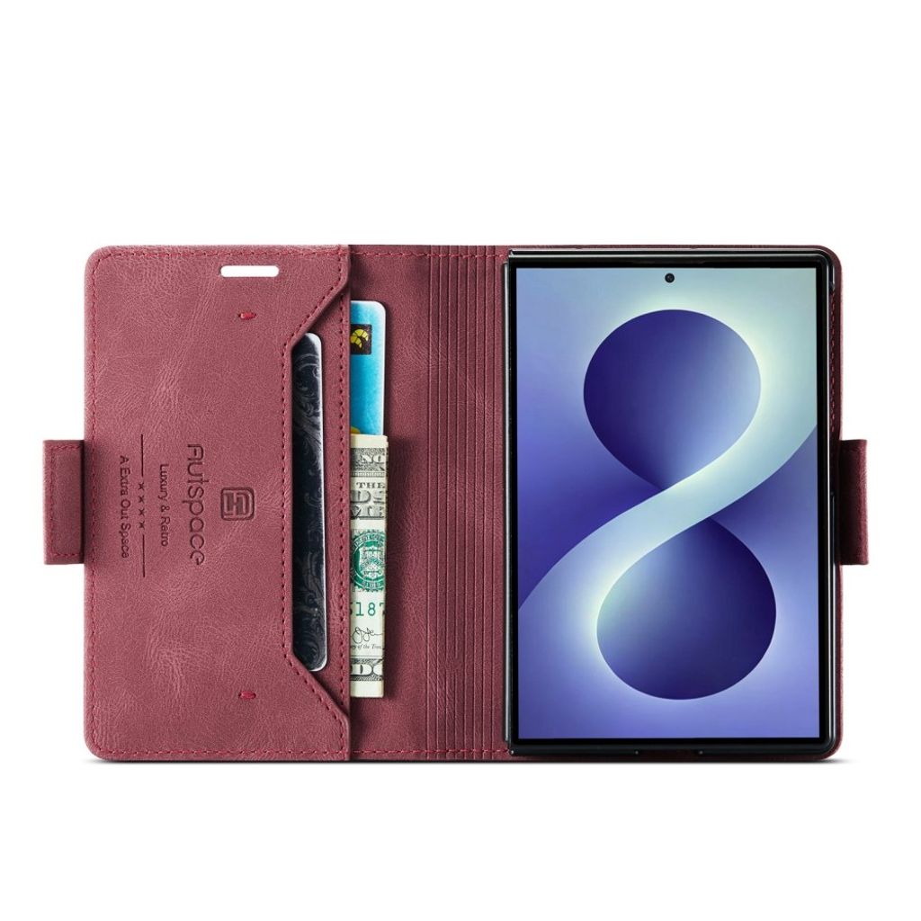 AUTSPACE Samsung Galaxy Z Fold8 Flip Cover i PU-læder med RFID-blokering - Rød