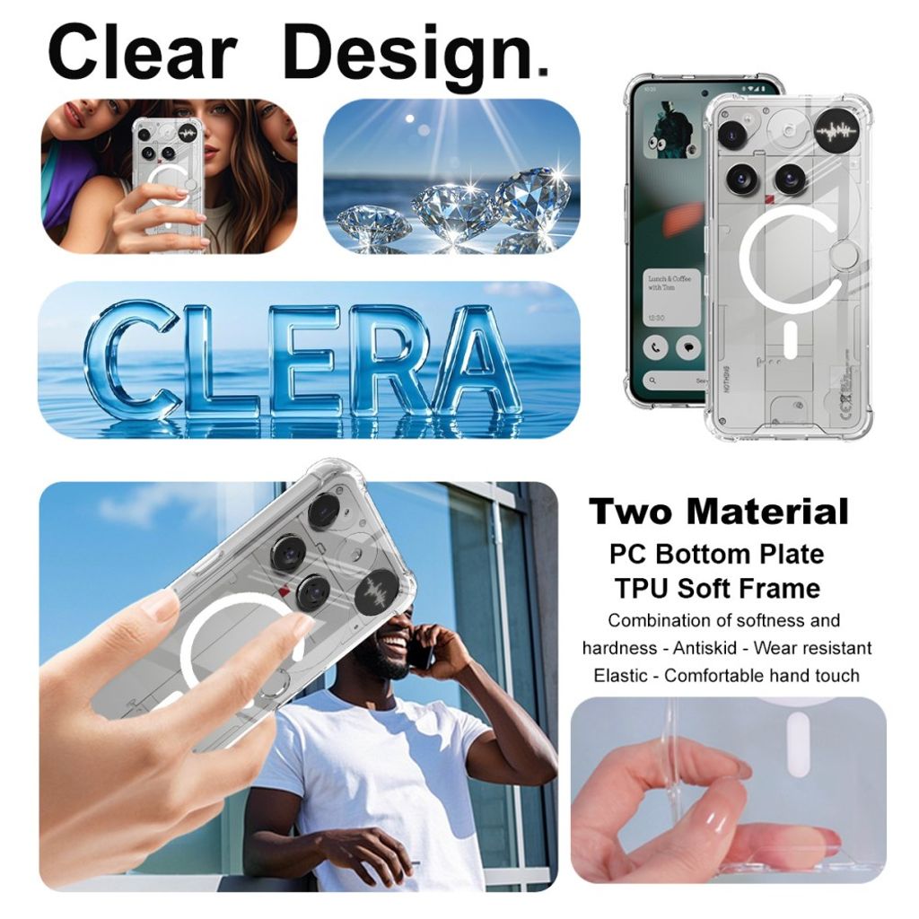 IMAK Nothing Phone (3) 5G MagSafe kompatibel Cover Stødsikker - Gennemsigtig