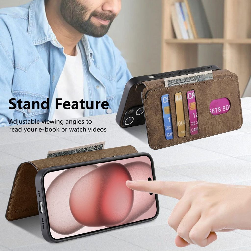 Caseneo MW-03 iPhone 13 Wallet Cover – Brown