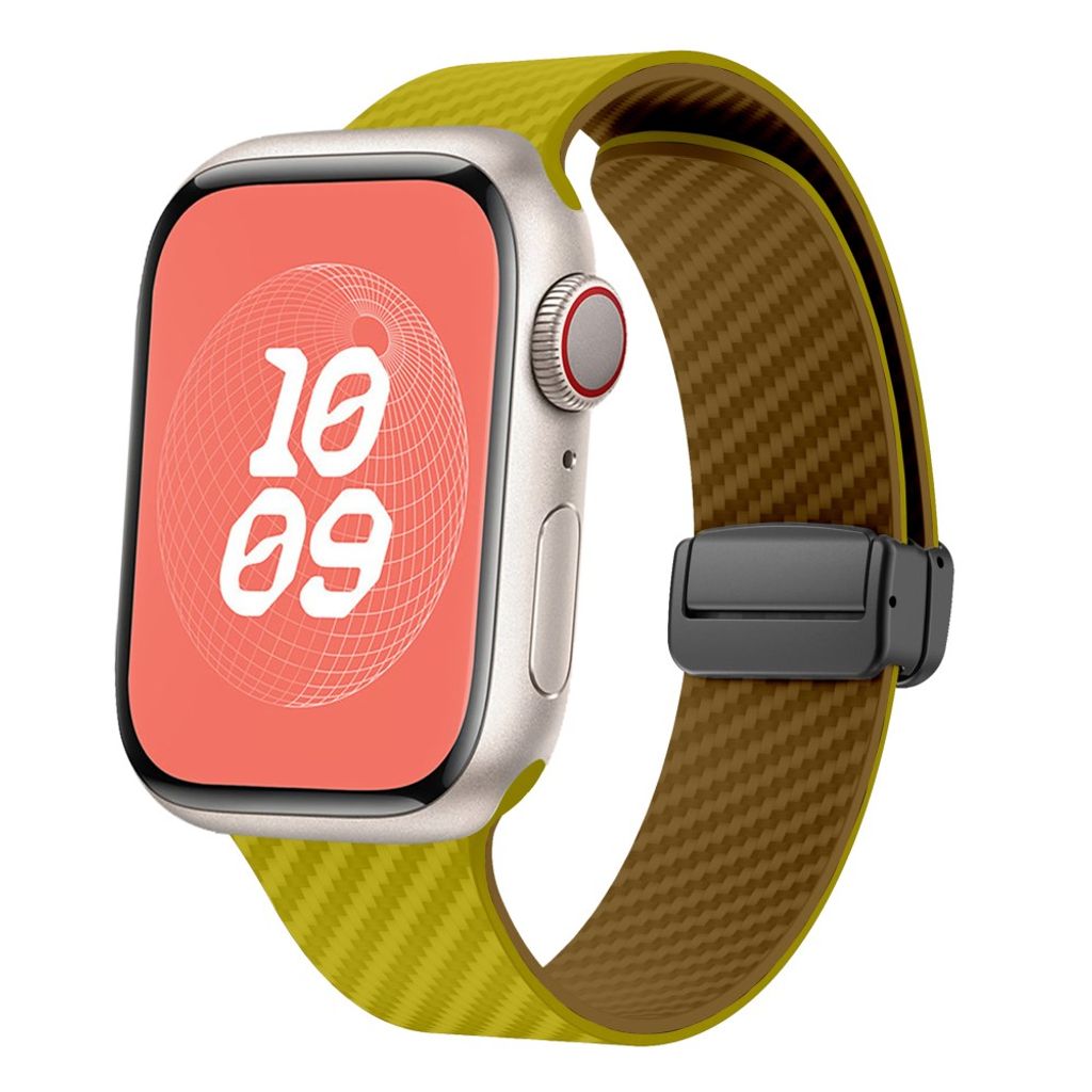 Apple Watch 42 / 41/ 40 / 38mm Klockarmband kolfibertextur - Gul/Brun