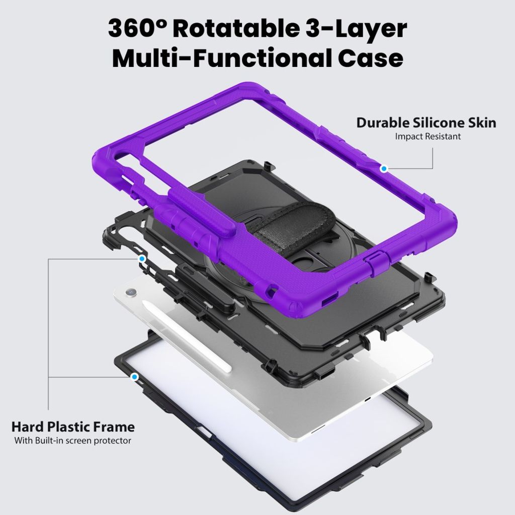 Samsung Galaxy Tab S10 FE Plus Case with Shoulder Strap - Purple