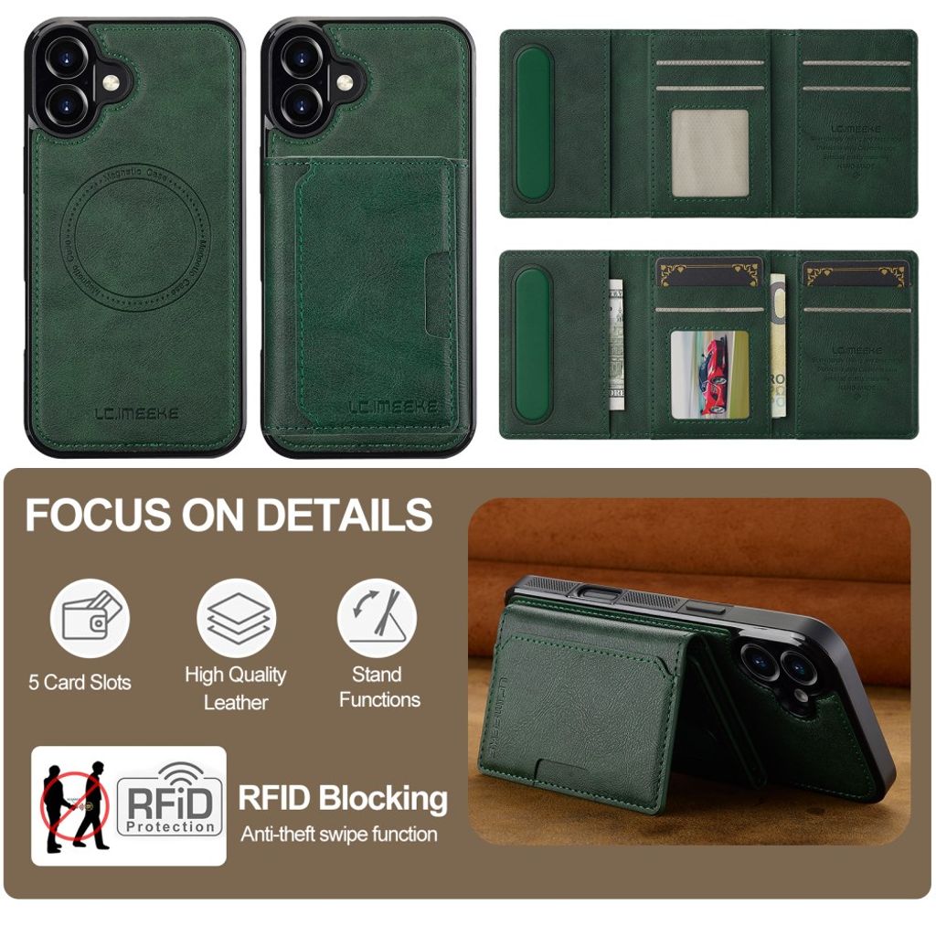 LC.IMEEKE iPhone 17 MagSafe case with wallet - Green