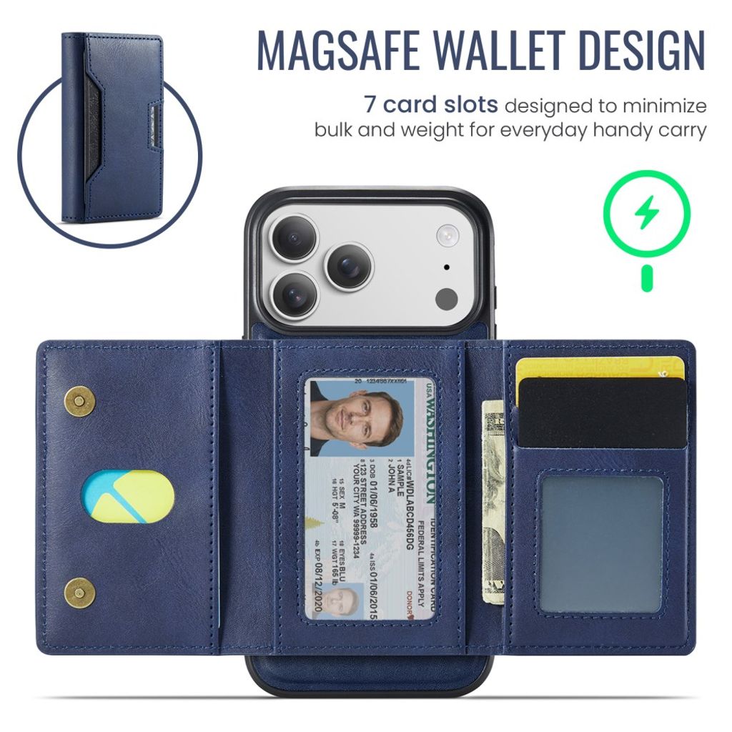 MAGKING iPhone 18 Pro Max/17 Pro Max MagSafe Kuori irrotettavalla lompakolla - Sininen