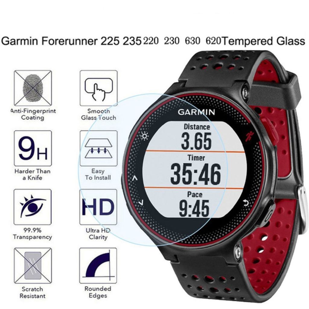 Garmin Forerunner 220/225/230/235/620/630 skjermbeskytter, 0,3 mm, 9H