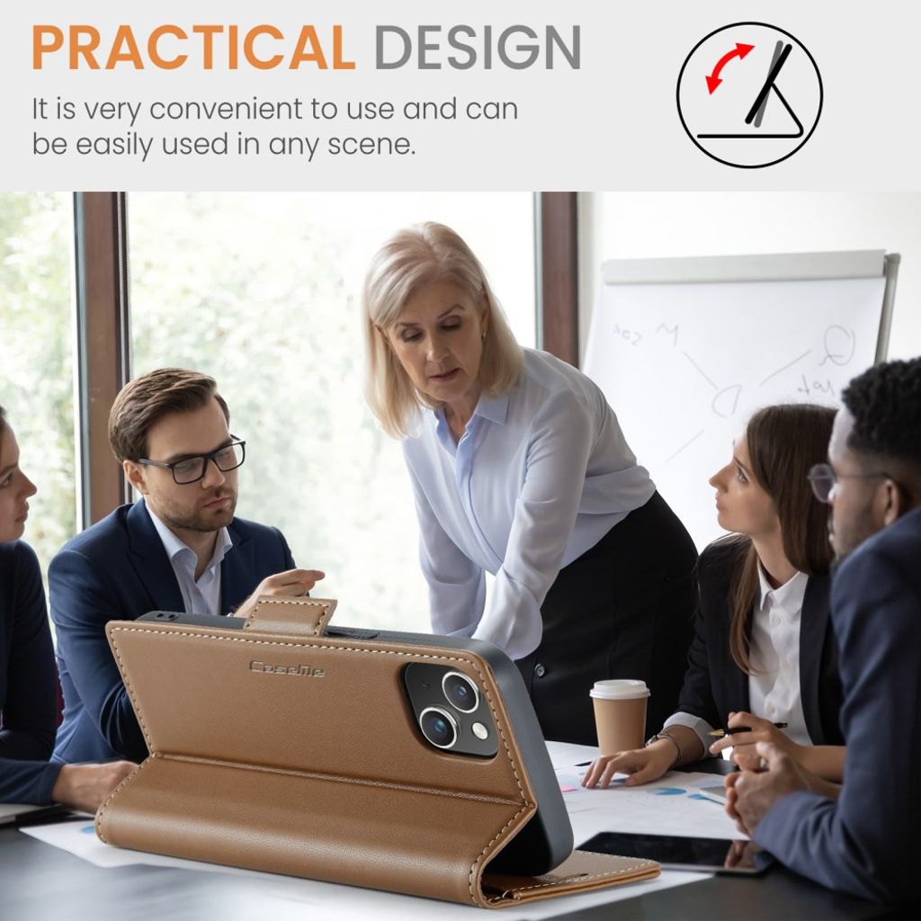 CASEME iPhone 15 Plus Kotelo Korttipaikka - Ruskea