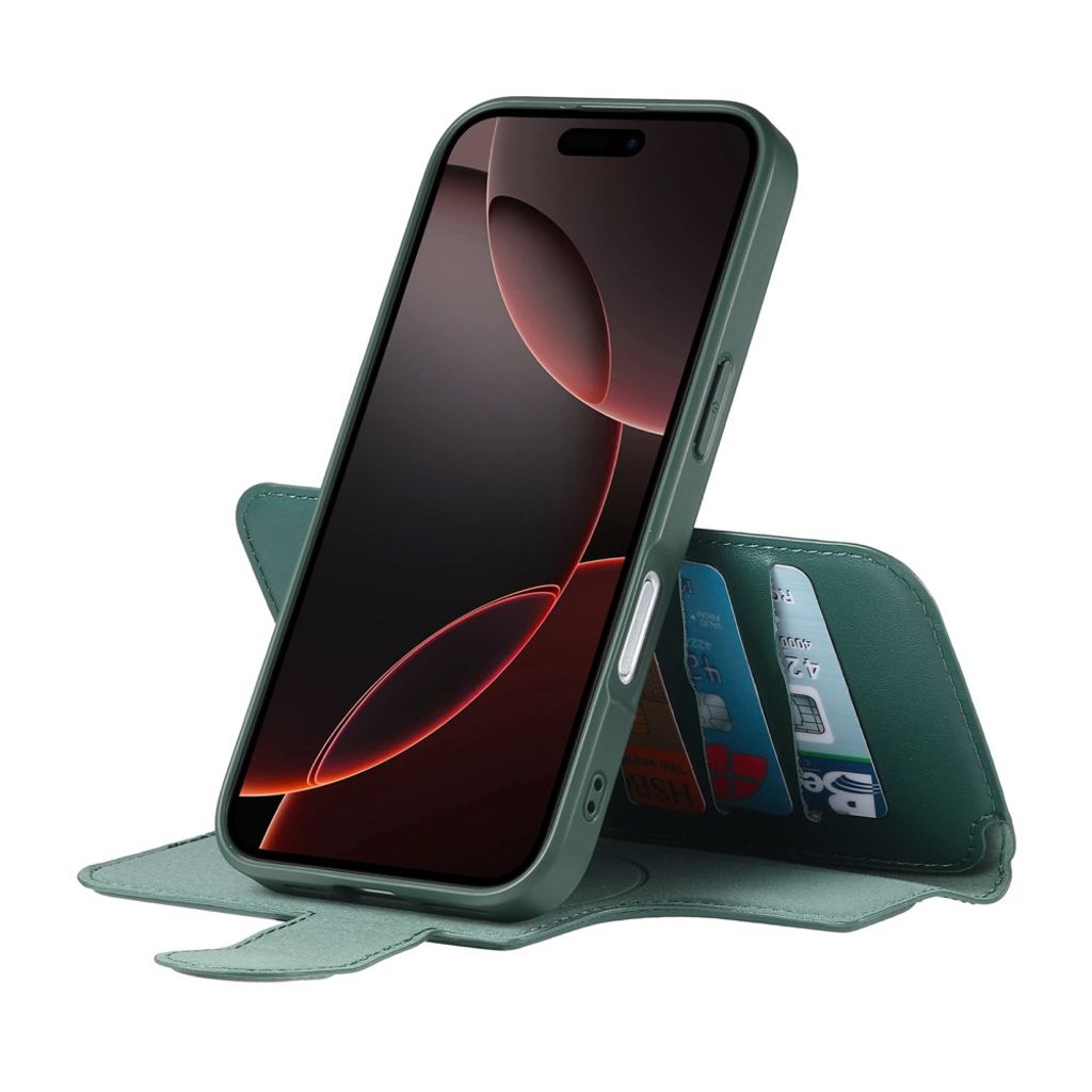 CASENEO iPhone 16 Pro Max Magnetic Wallet Cover RFID Blocking – Green