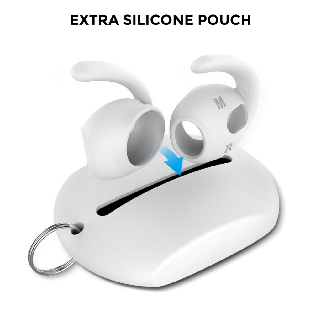 AHASTYLE Apple AirPods Pro 3 ørekroge 3 par, størrelse M og Cover - Hvid