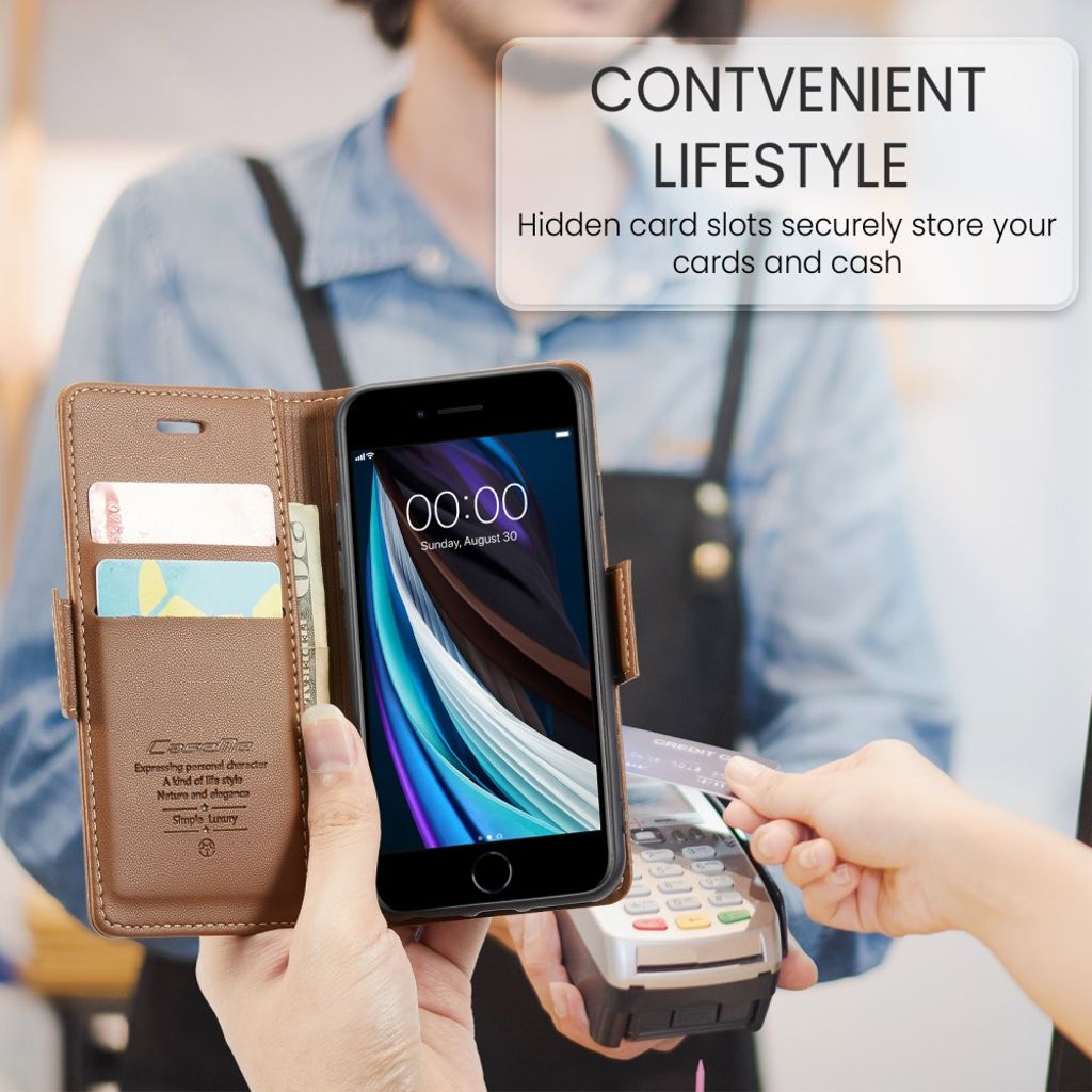 CASEME iPhone 6/6s/7/8/SE 2020/2022 Etui med Kortplads - Brun