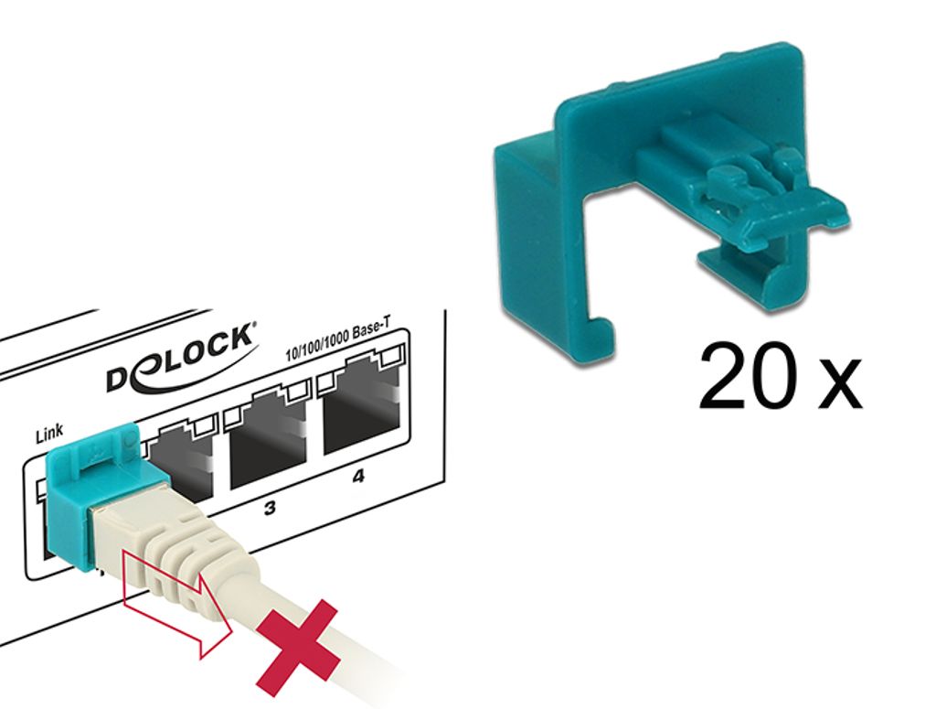 Delock RJ45 Secure Clip -aloitussarja – 20 kpl