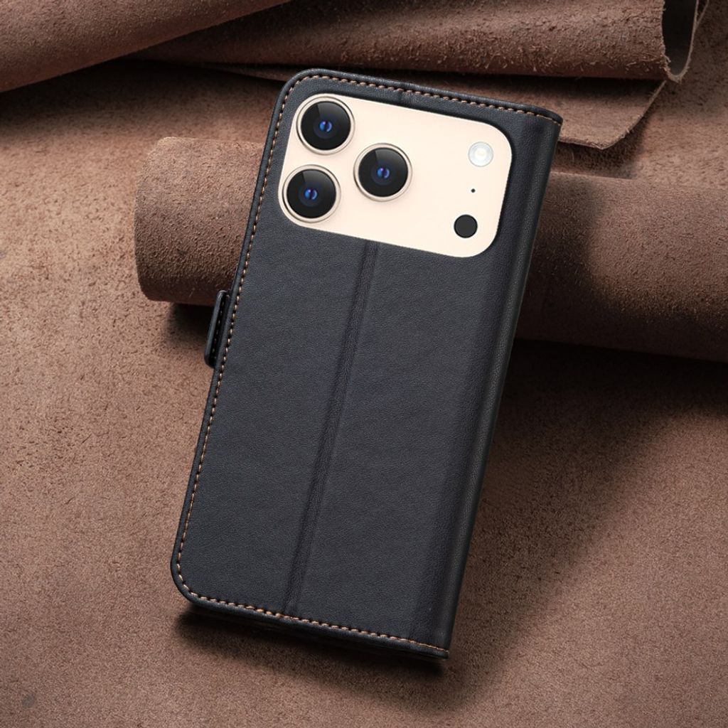 iPhone 18 Pro/17 Pro Lompakkokotelo magneettisella sulkimella - Musta