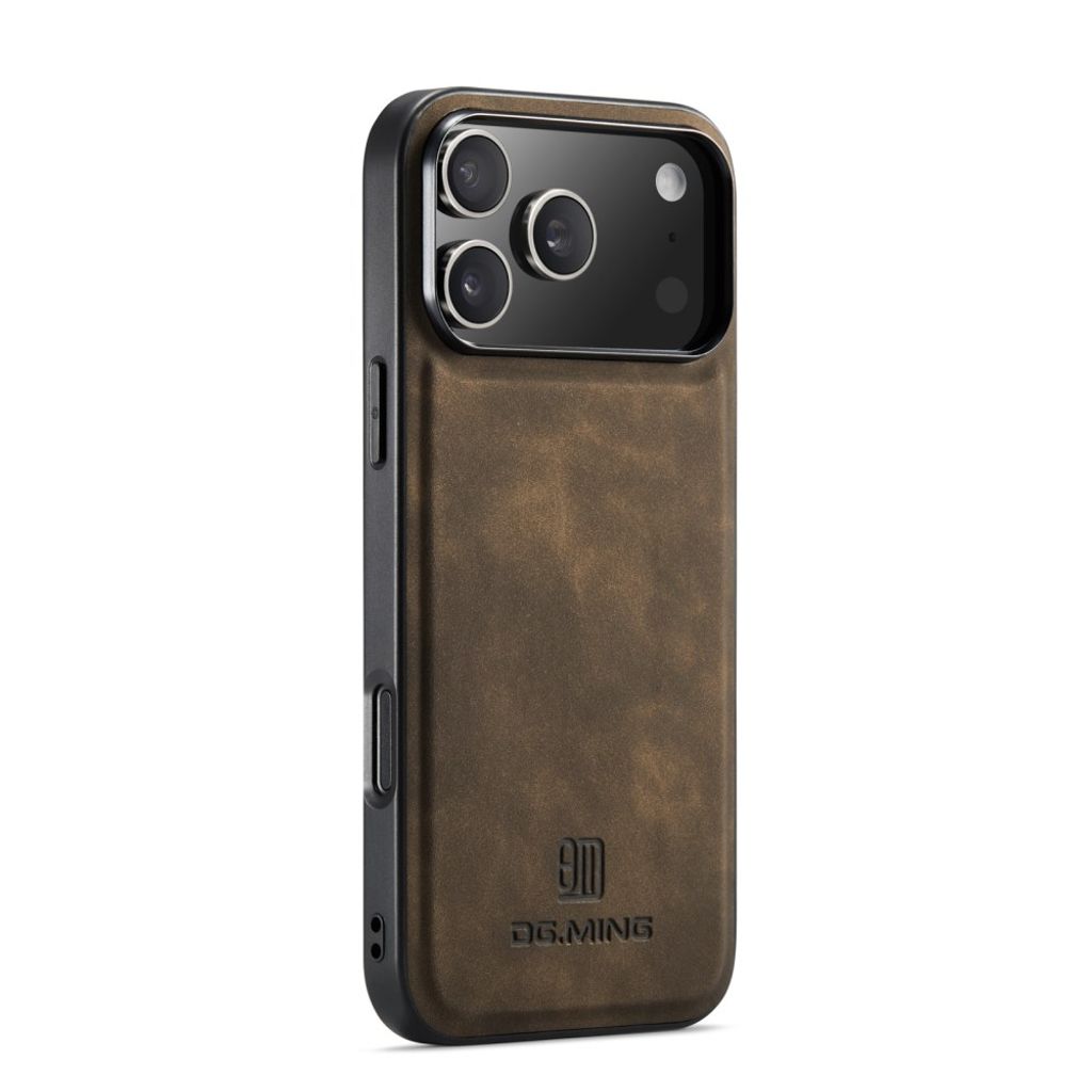 DG.MING iPhone 18 Pro/17 Pro Deksel med PU-lær - Brun