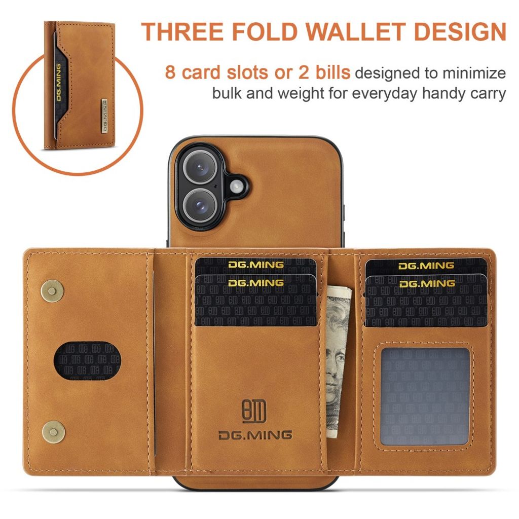 DG.MING iPhone 17 Cover med Pung - Brun