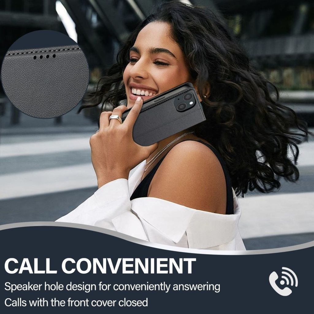 LC.IMEEKE iPhone 15 Plus Pungetui - Sort