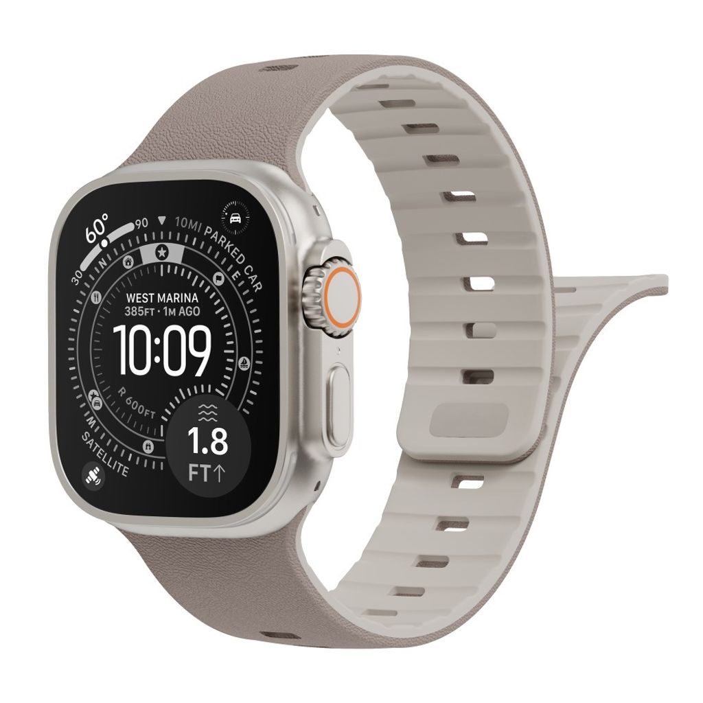 Apple Watch 42/41/40/38mm Klockarmband i texturerat silikon - Grå/Vit