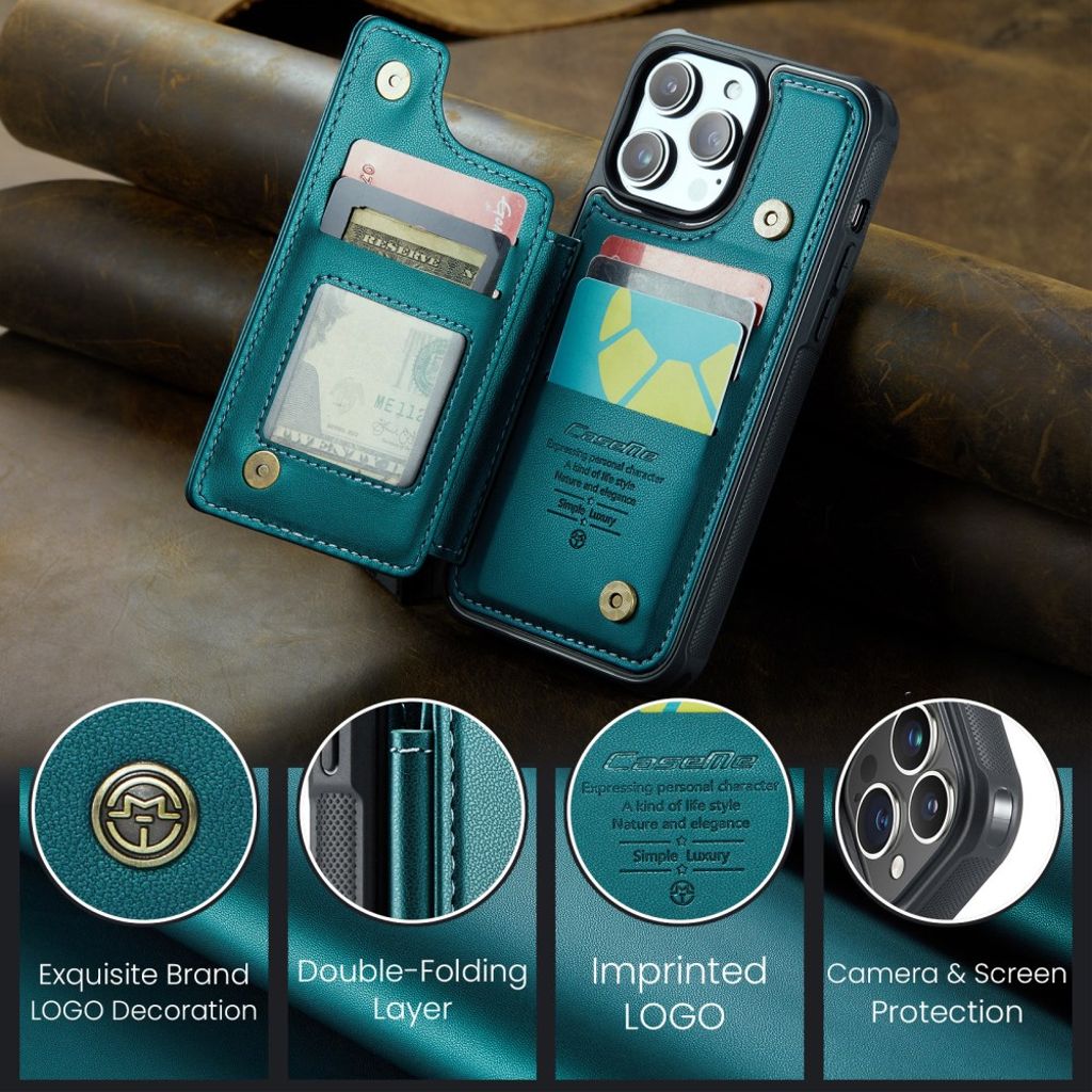 CASEME C22 iPhone 14 Pro Max Wallet Case RFID Blocking - Green