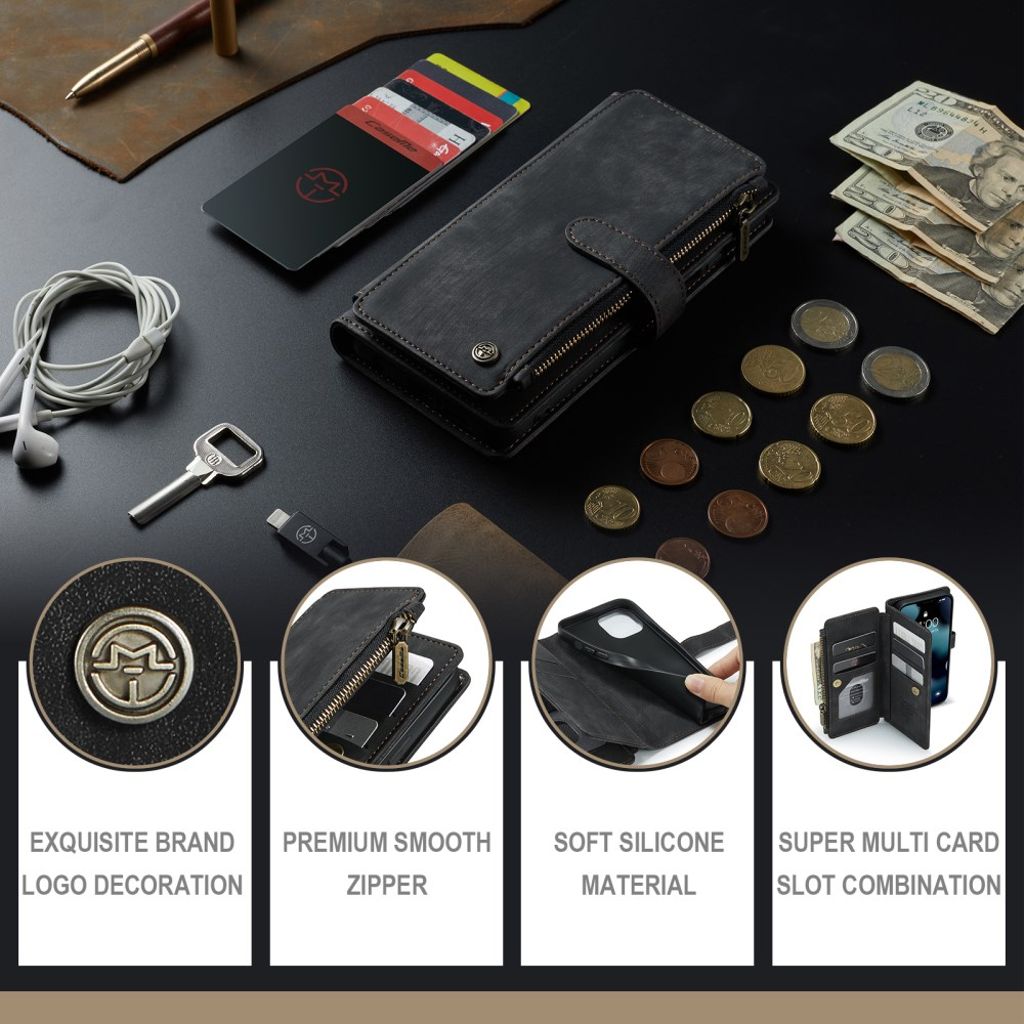 CASEME iPhone 13 Pro Lompakkokotelo Kortin haltija - Musta