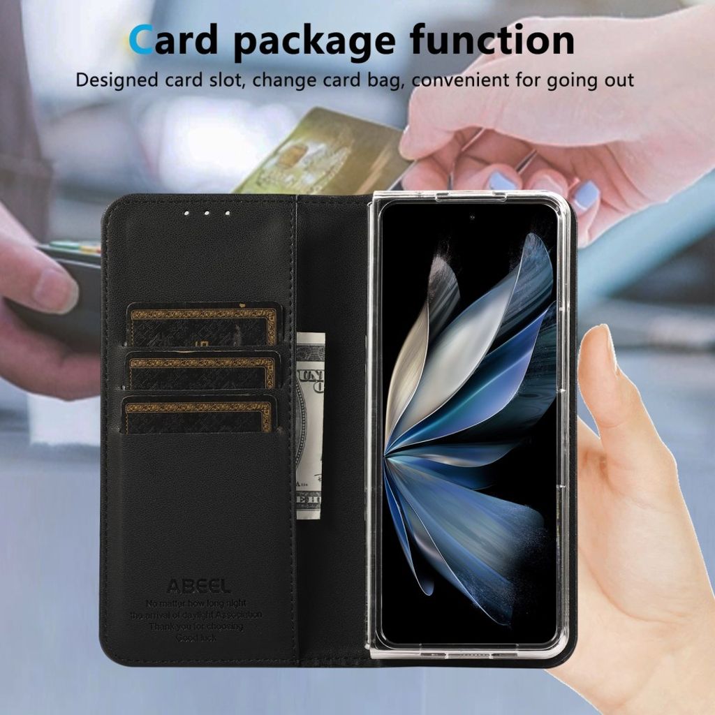 ABEEL Google Pixel 9 Pro Fold 5G pungetui med kortplads og stativ – sort