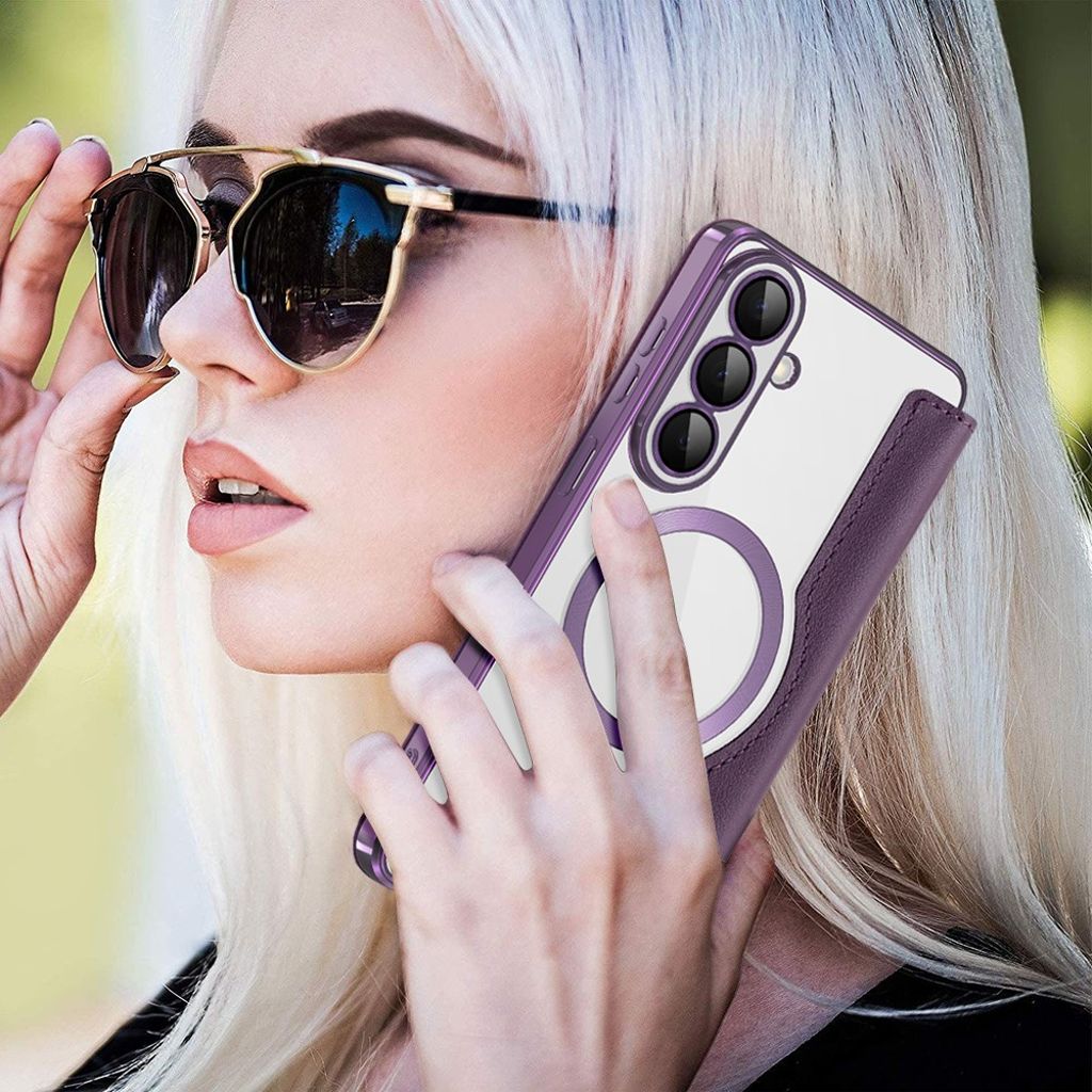 Samsung Galaxy S26 Plånboksfodral RFID-blockerande MagSafe – Mörklila