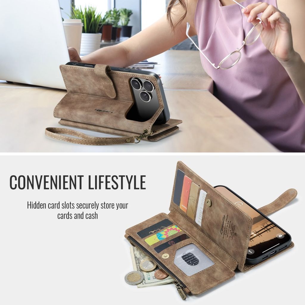 CASEME iPhone 17 Pro Max Etui med Stativ - Brun