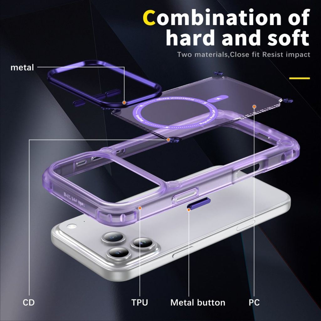 iPhone 17 Pro MagSafe-yhteensopiva Kuori - läpinäkyvä violetti