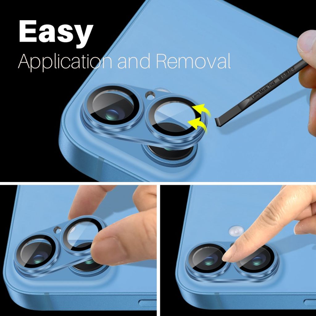 NORTHJO iPhone 16/16 Plus Kameralinsebeskytter Metall+Herdet Glass - Blå