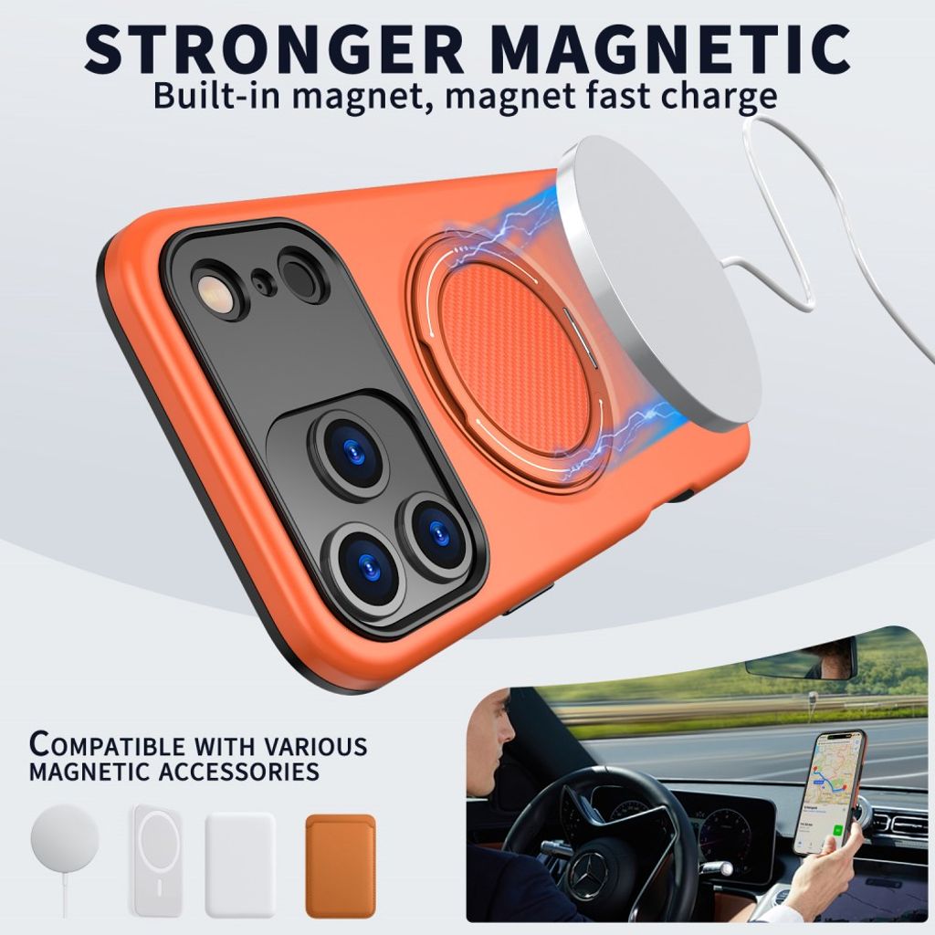 iPhone 17 Pro Max MagSafe kompatibel Cover med Stativ - Orange
