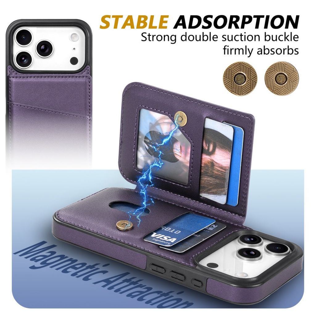 N.BEKUS iPhone 18 Pro Max/17 Pro Max Lompakkokuori RFID-suojauksella - Violetti