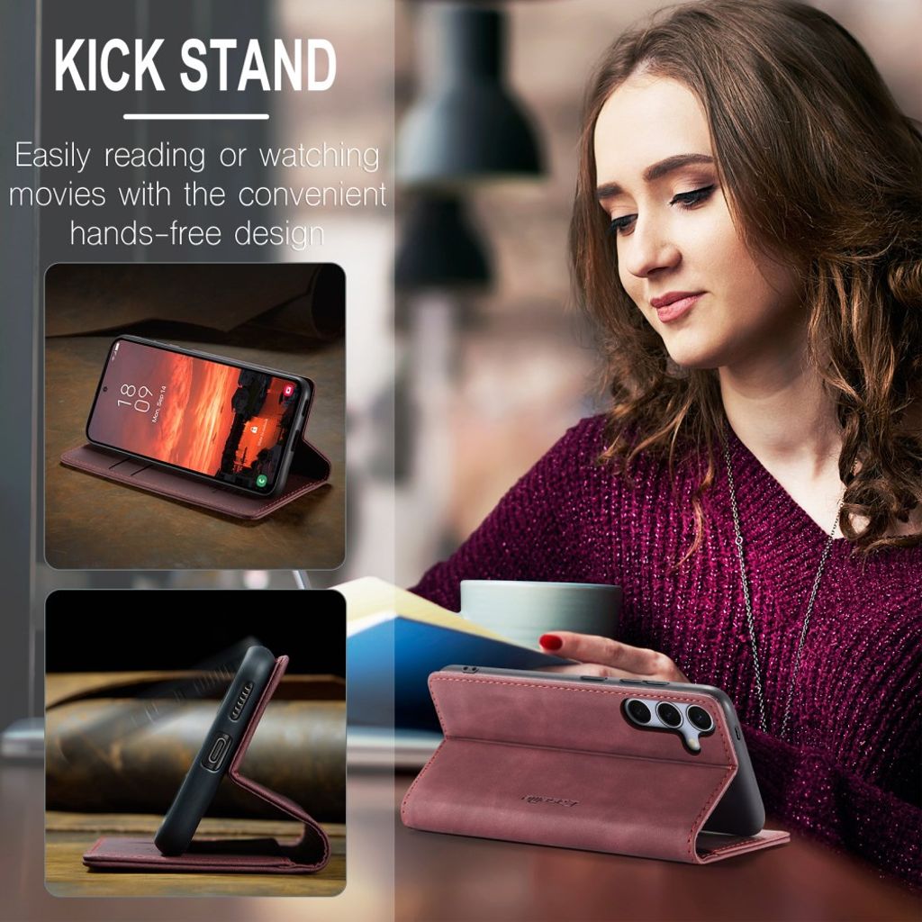 CASEME Samsung Galaxy S25 FE Plånboksfodral med Kortfack - Röd