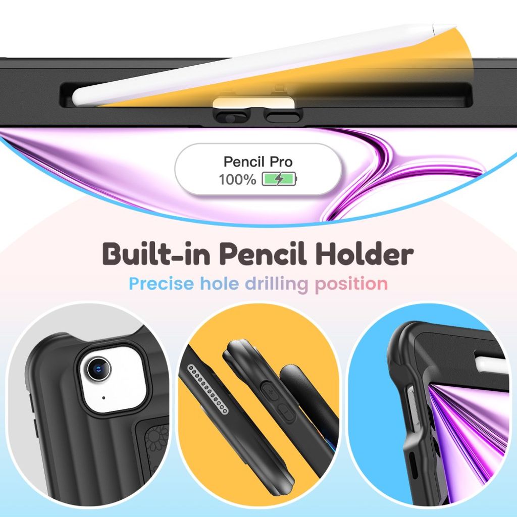 Lasten kuori jalustalla iPad Airille/Prolle 11" - musta