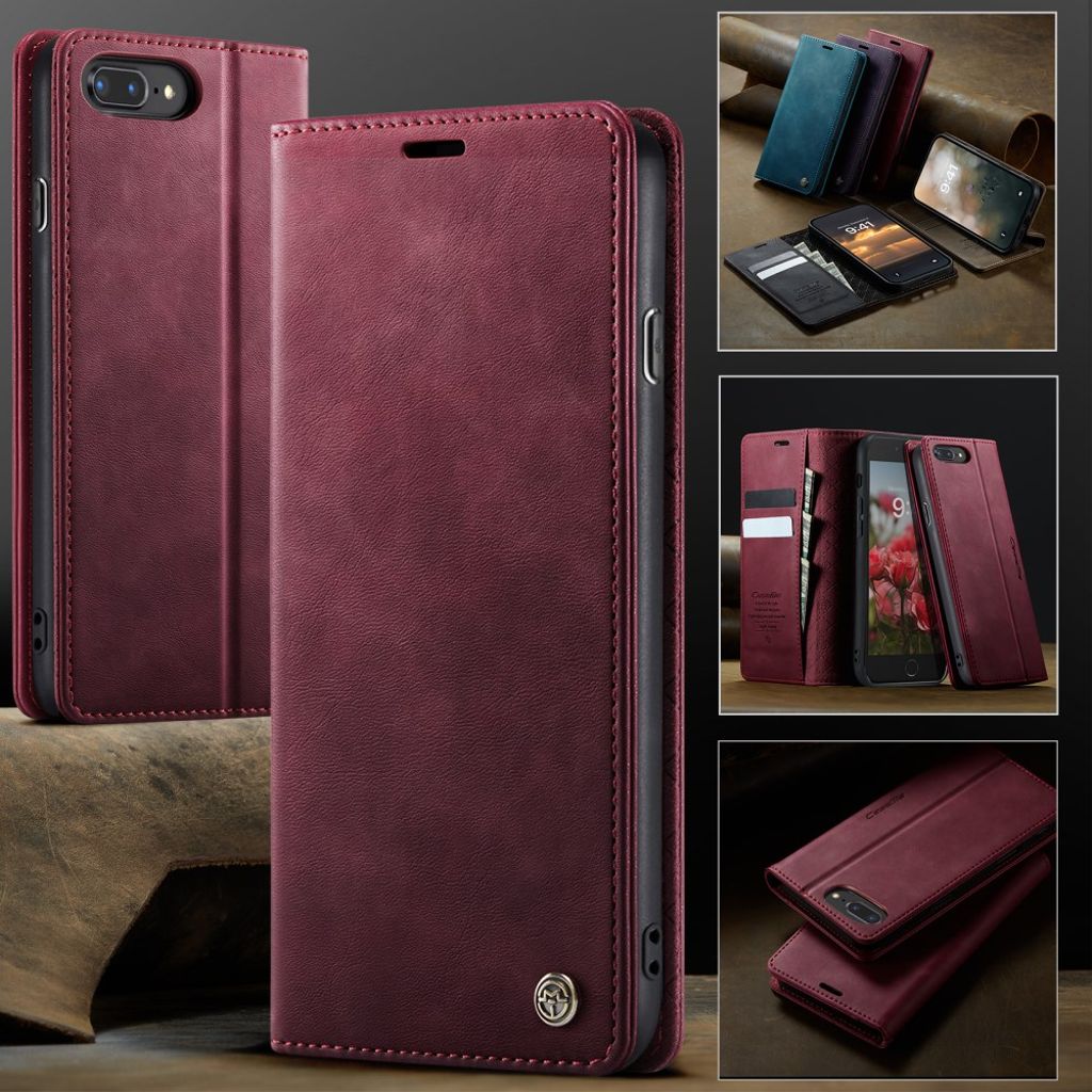 CASEME iPhone 6 Plus / 7 Plus / 8 Plus Kotelo Jalusta - Punainen
