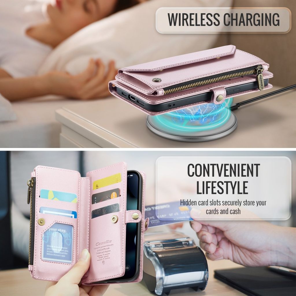 CASEME iPhone 13 Mini Plånboksfodral RFID-blockerande – Rosa