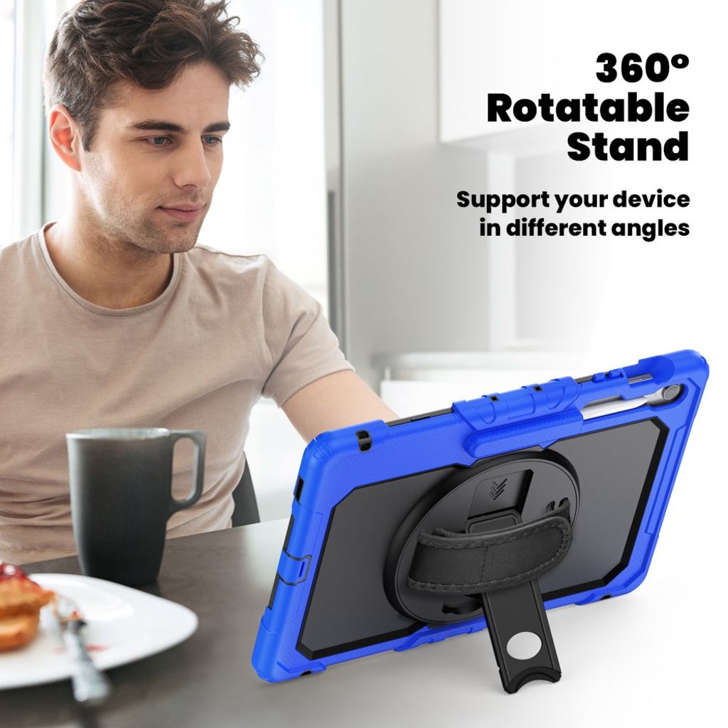 Samsung Galaxy Tab S10 FE Plus Case with Shoulder Strap - Dark Blue