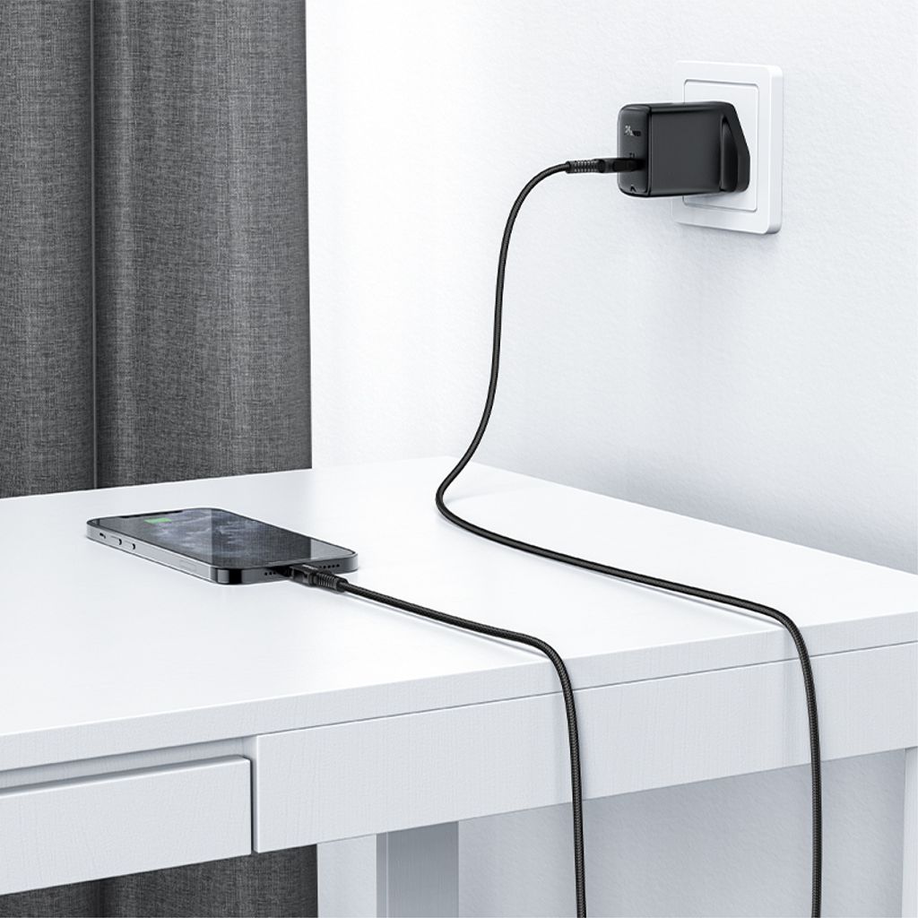 Acefast C4-01 Lightning til USB-C PD kabel 30W 1.8m sort