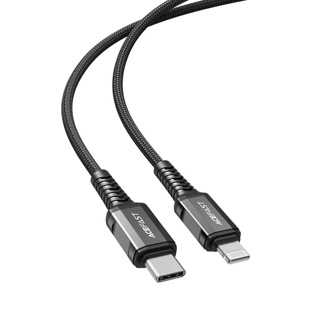 Acefast C1-01 Lightning – USB-C MFi PD -kaapeli 30W 3A 1,2m, musta