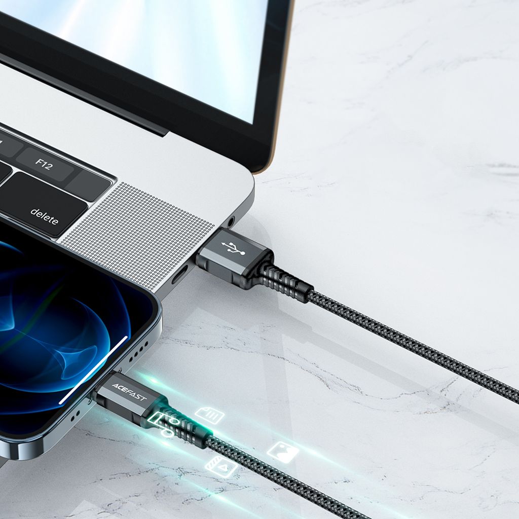 Acefast cable MFI USB - Lightning 1.2m, 2.4A svart