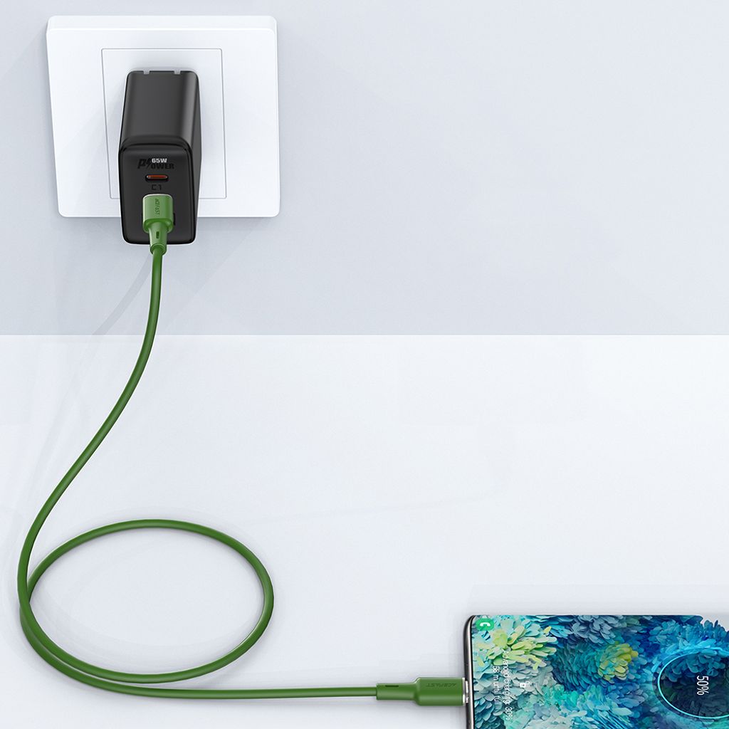 Acefast C2-03-CC USB-C til USB-C kabel 60W 3A 1.2m grøn