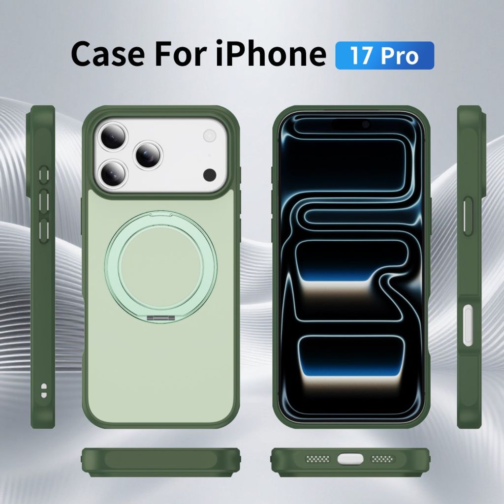 iPhone 18 Pro/17 Pro MagSafe Deksel med ringstøtte - Grønn