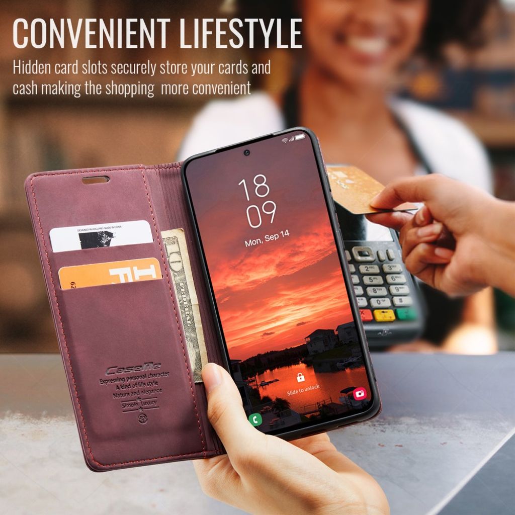 CASEME Samsung Galaxy S25 FE Plånboksfodral med Kortfack - Röd