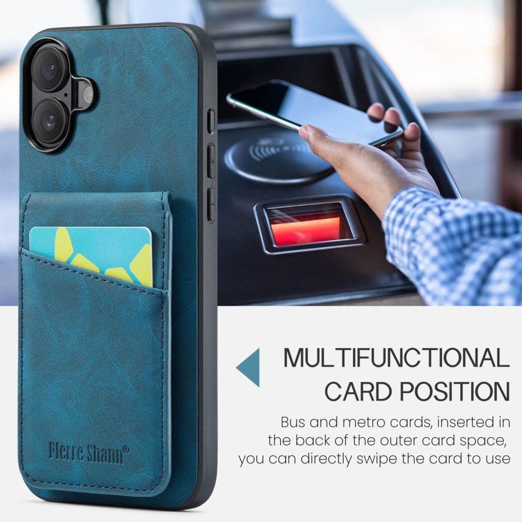 FIERRE SHANN iPhone 16 Case with Stand - Blue