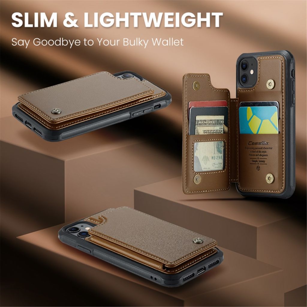 CASEME iPhone 11 Kuori 5 Korttipaikka - Ruskea